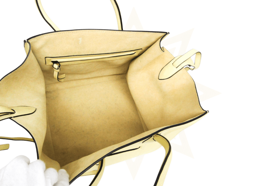 CELINE Luggage Micro Tote in pelle liscia avorio