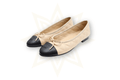 Chanel Ballerine Classiche Beige & Nero in Pelle Trapuntata Taglia: 38C – Made in Italy
