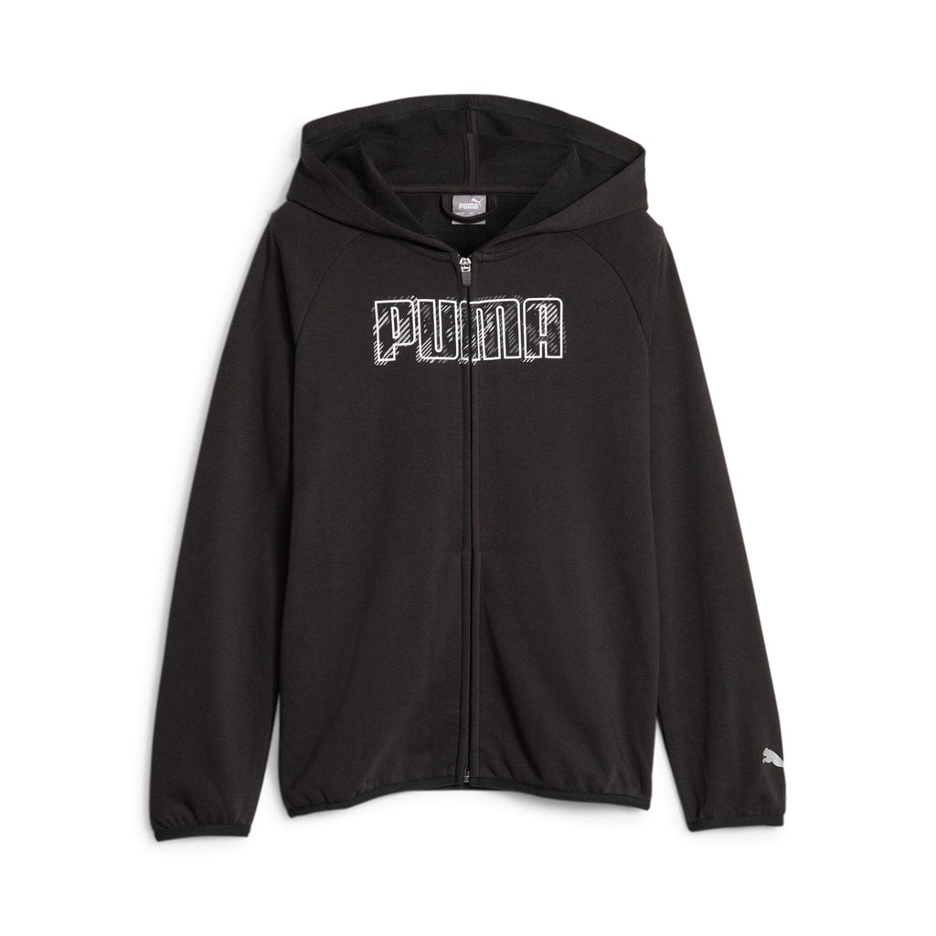 Puma felpa sportiva da ragazzo con cappuccio e cerniera intera Activ Sport 676291-01 nero