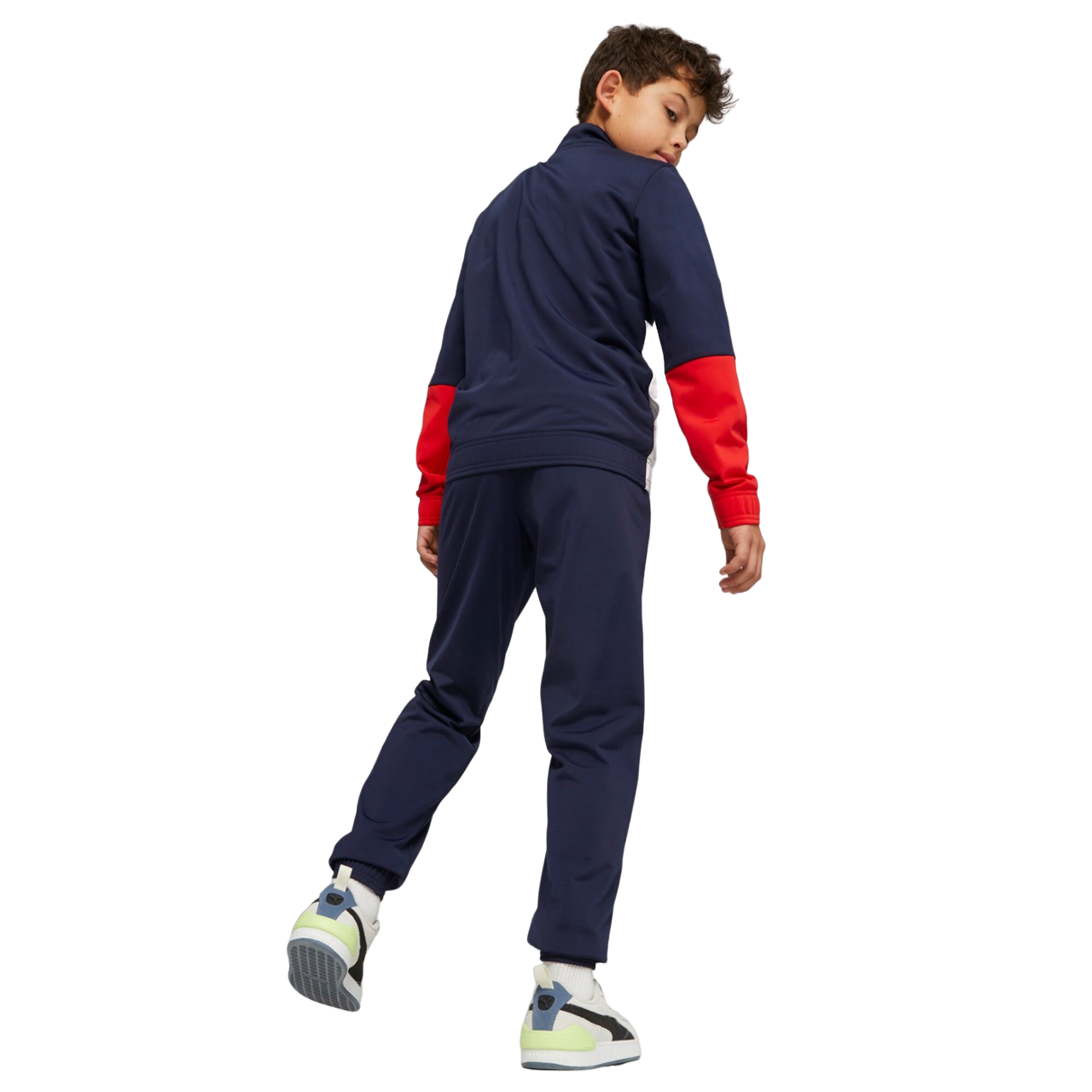 Puma tuta sportiva da ragazzo in poliestere Colorblock 676373-06 blu-rosso