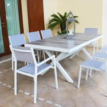 Tavolo Mackay 200 x 100 - struttura in alluminio, piano in ceramica effetto legno