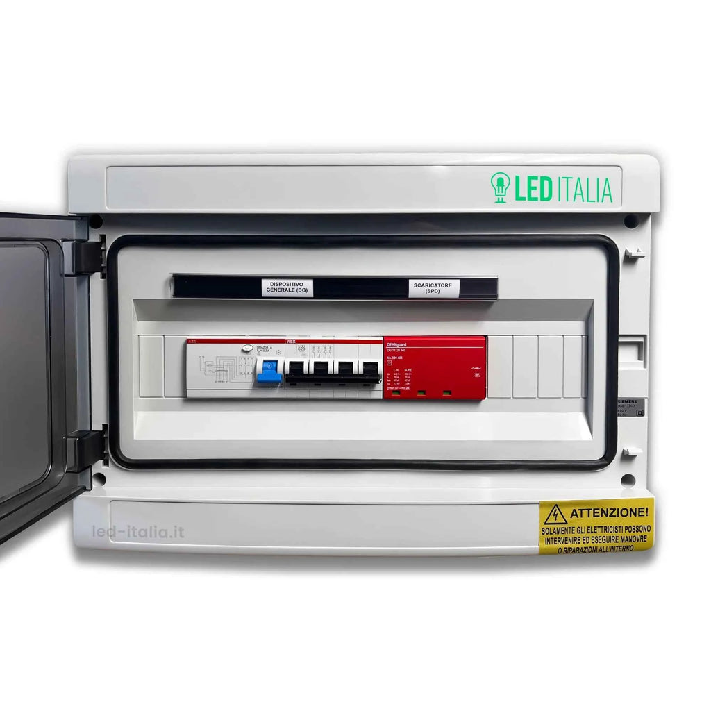 Quadro AC Trifase 10 kW 20 A 400 V con 8 Moduli, SPD, ABB e DEHN IP65