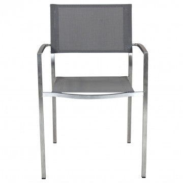 Poltrona Florida - Sedia da giardino in acciaio inox e textilene grigio