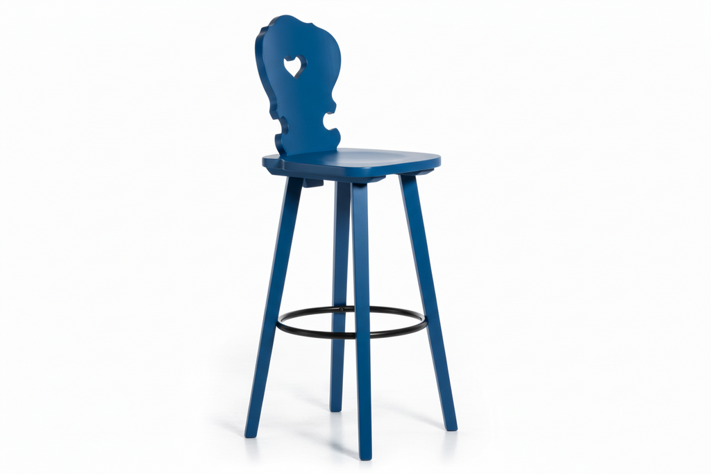 Sgabello Tirolese con Cuore Vienna SG colore blu - Altezza 76 cm
