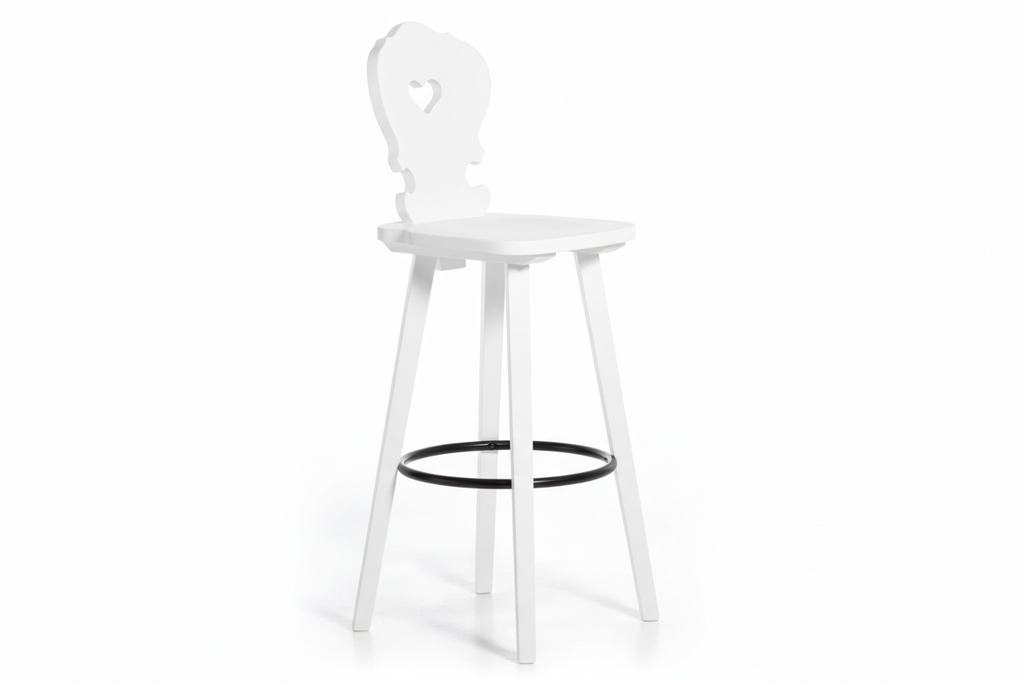 Sgabello Tirolese con Cuore Vienna SG colore bianco - Altezza 76 cm