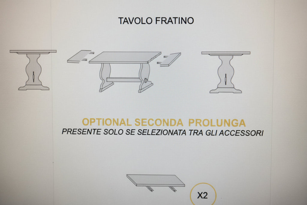 Tavolo Fratino Allungabile in Pino tinta naturale 130x80 cm con 01 Allunga da 40 cm