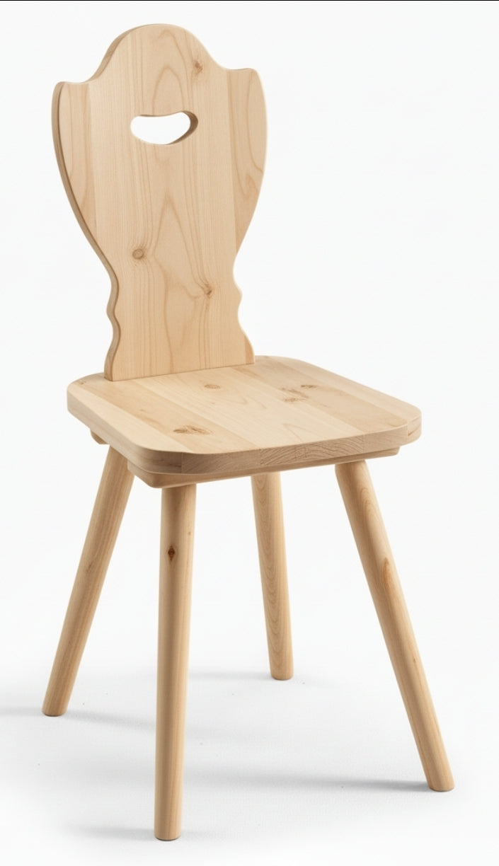 Sedia tirolese in legno di pino - finitura Legno Grezzo