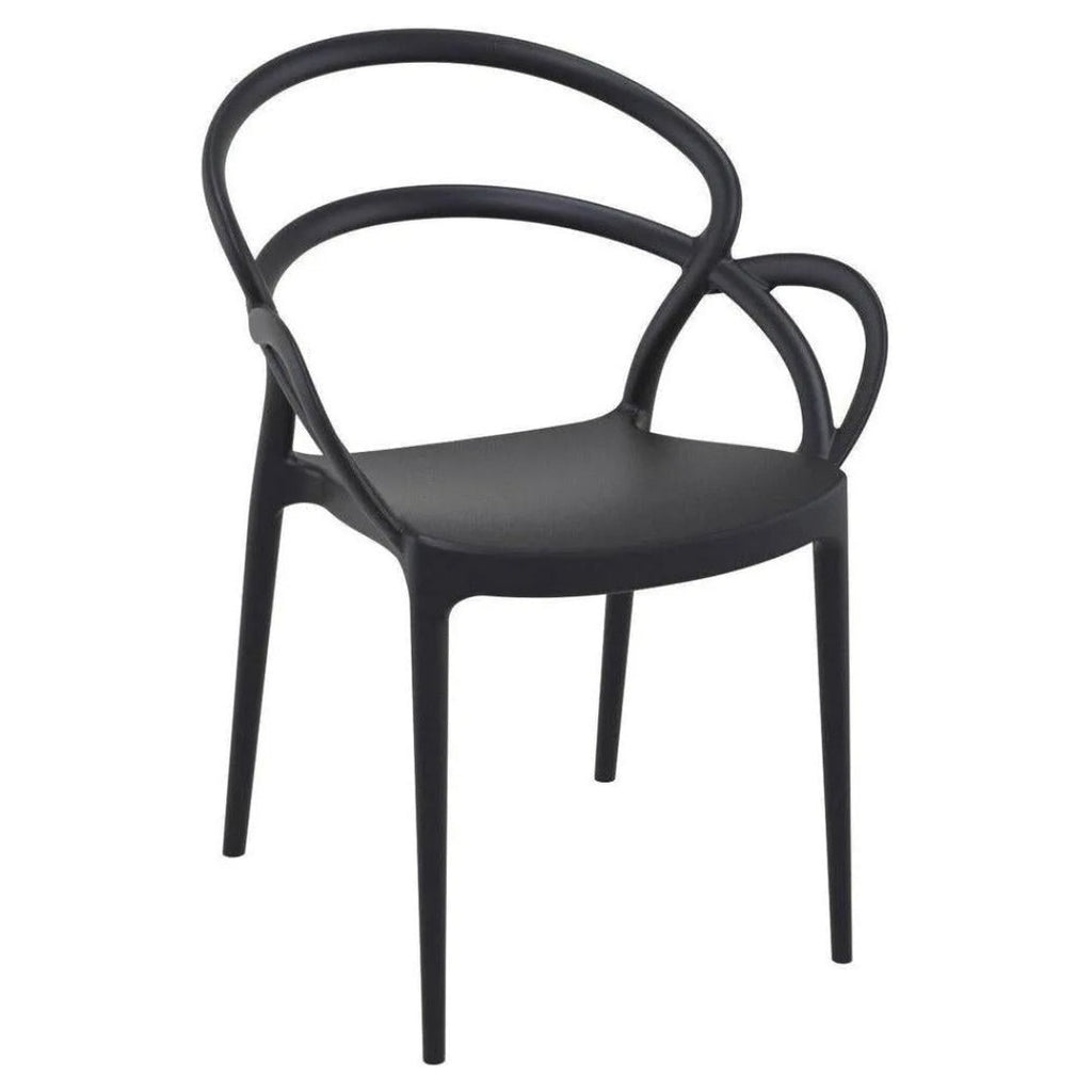 Set 4 Sedie con Braccioli in Polipropilene Nero - Arredo Esterno