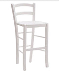 Sgabello con fondino legno, laccato bianco