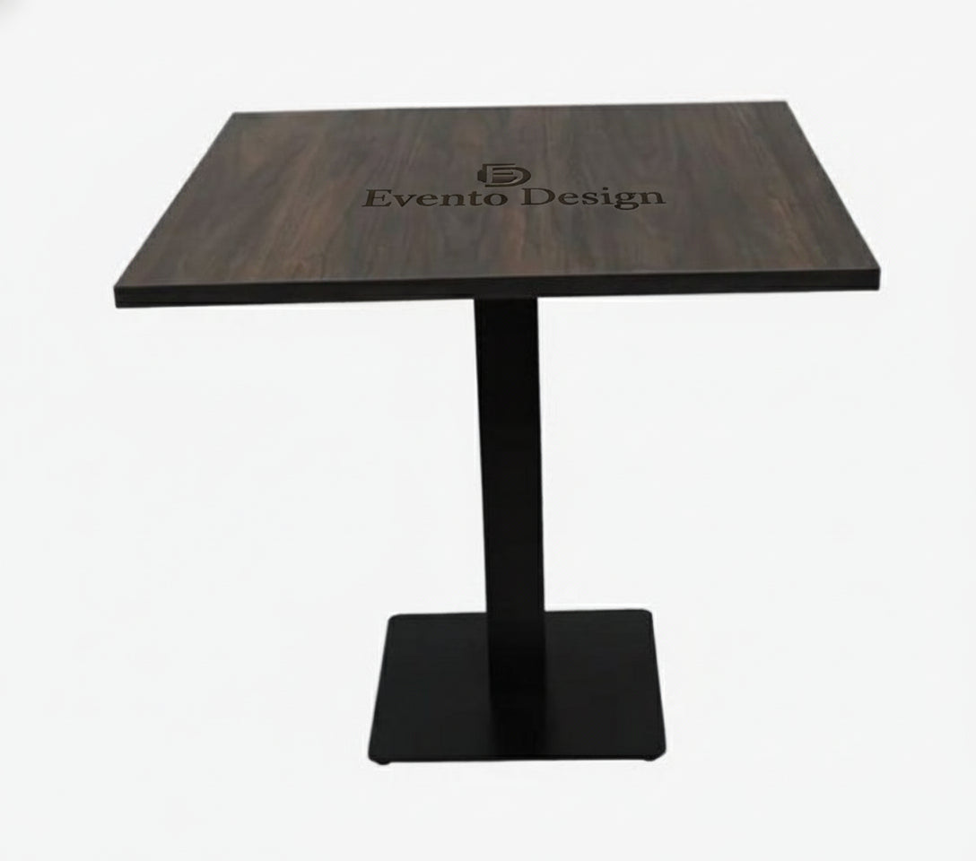 Set 4 tavoli 80x80x2.5 noce bruciato set 4 tavoli 70x80x2.5 con base ferro nero o nero antracite