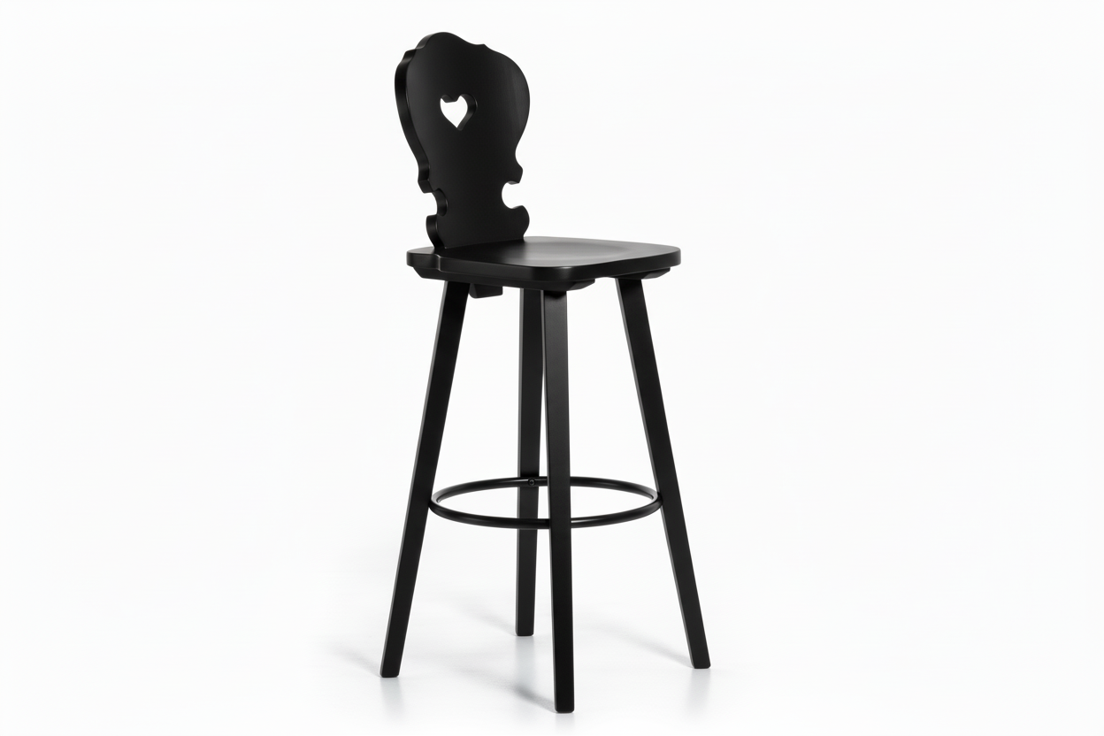 Sgabello Tirolese con Cuore Vienna SG colore nero - Altezza 76 cm
