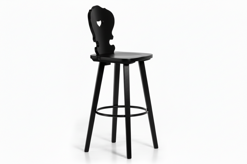 Sgabello Tirolese con Cuore Vienna SG colore nero - Altezza 76 cm