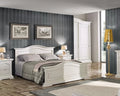Letto Matrimoniale Sagomato Shabby Chic Bianco Legno Massello 187x211x117