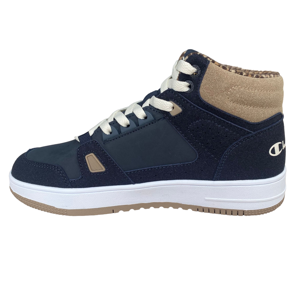 Champion scarpa casual alta da bambino con laccio elastico e velcro alla caviglia S32718 BS501 blu-bianco
