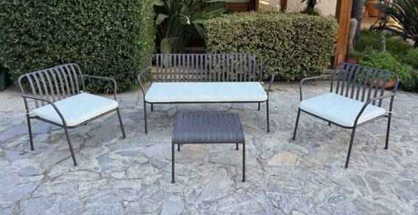 Salotto Set Posada 4 pz in Acciaio Marrone con Cuscini Ecrù – Arredo Esterno