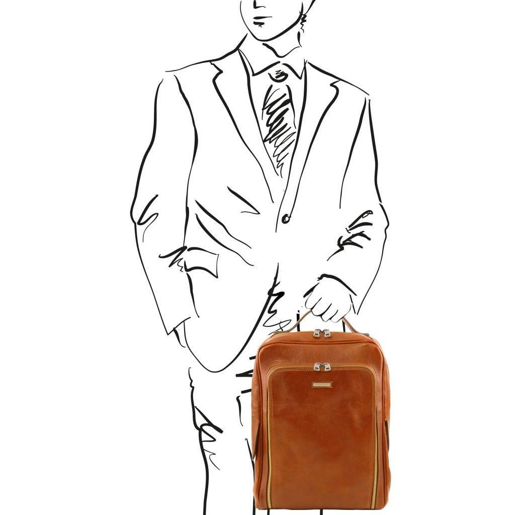 Bangkok - Matte leather laptop backpack | TL141793