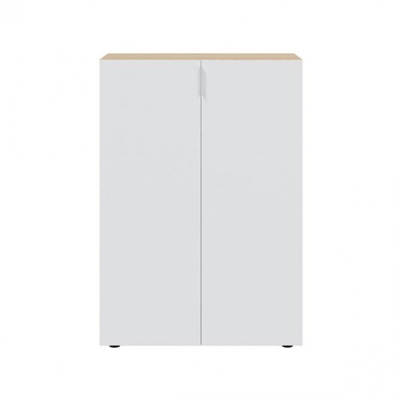 Scarpiera Portascarpe Maxi con 2 Ante e 6 Ripiani in Legno Rovere e Bianco