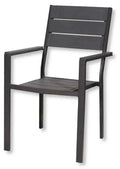 Sedia Tenerife con braccioli – Effetto legno, metallo verniciato, grigio