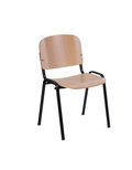 Sedia fissa attesa con schienale e sedile in faggio verniciato telaio in acciaio nero cm 54x55x77h