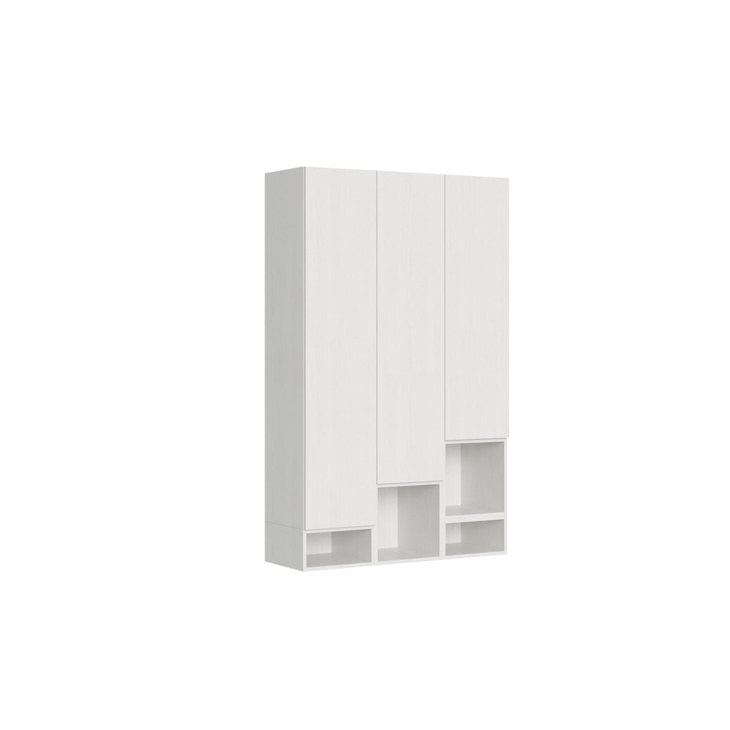 Composizione parete soggiorno Isoka bianca L.120 H 194 P.39,2