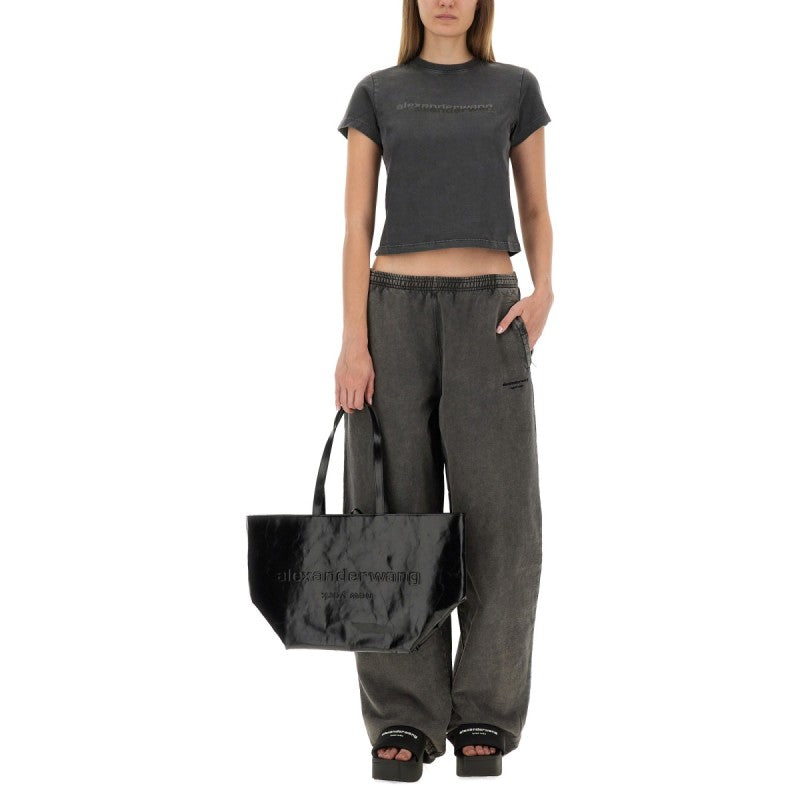 ALEXANDER WANG T-SHIRT CROPPED CON LOGO