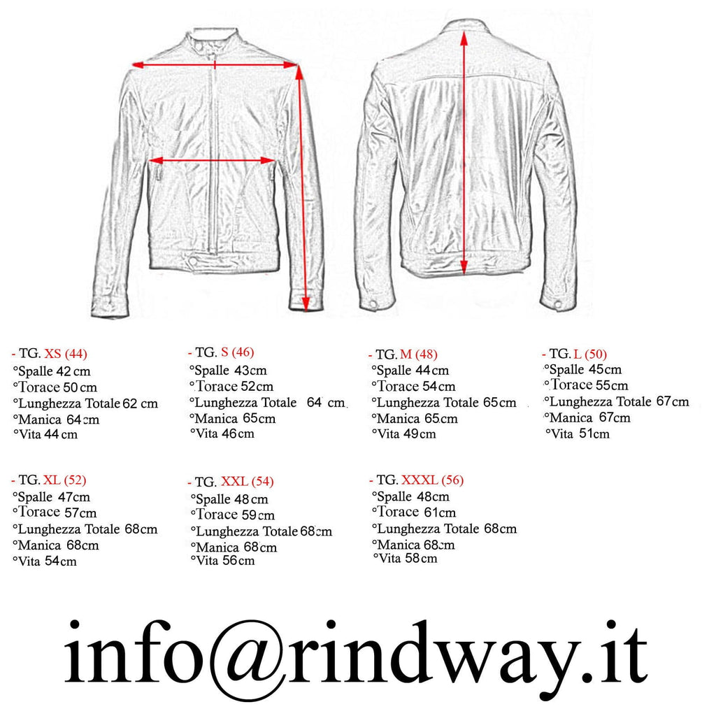 Giacca Biker In Vera Pelle Blu Uomo Slim Cuciture Frontali Rindway