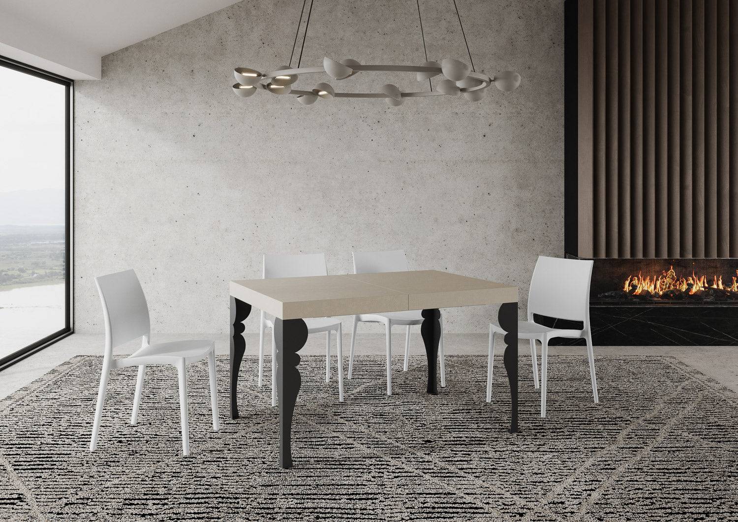 Tavolo allungabile Paxon Premium con gambe e telaio in diverse finiture