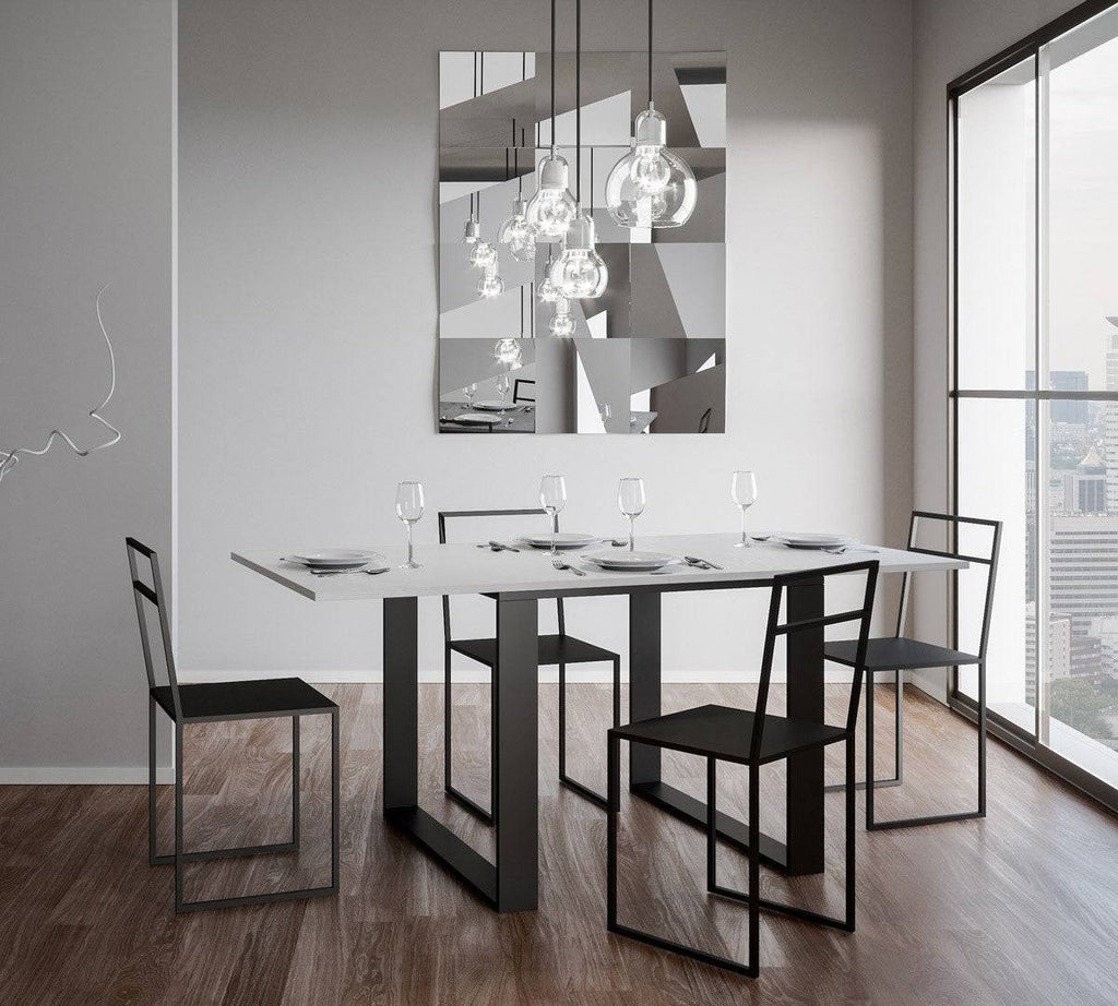 Tavolo apribile Tecno Libra con telaio Antracite, dimensioni 90x90/180 cm e 90x120/240 cm