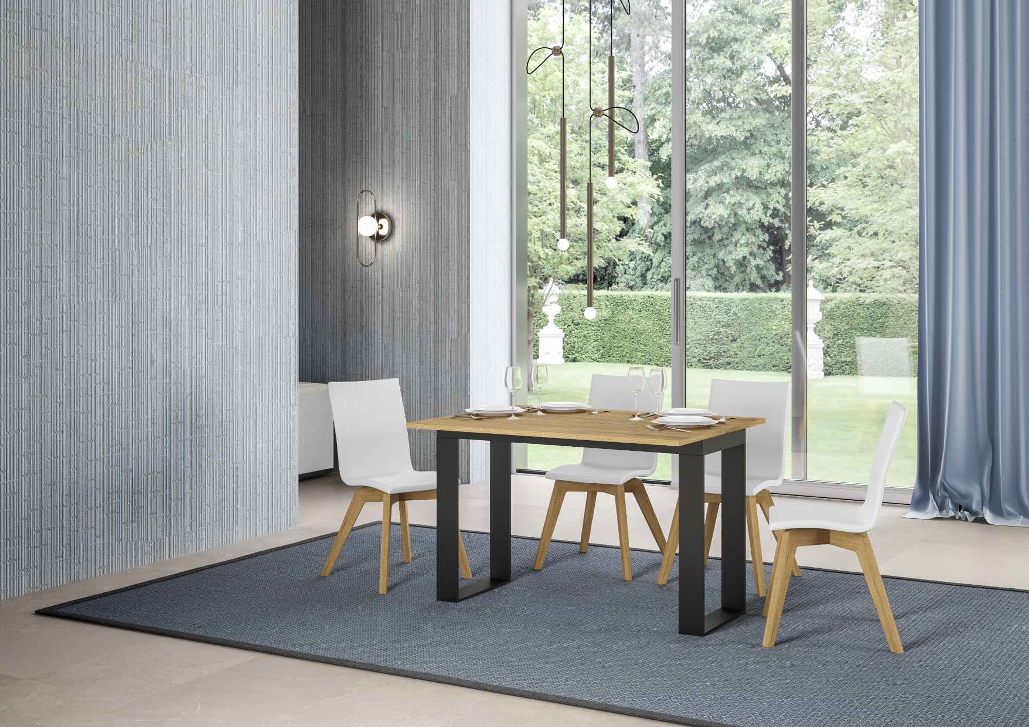 Tavolo apribile Tecno Double con diverse rifiniture
