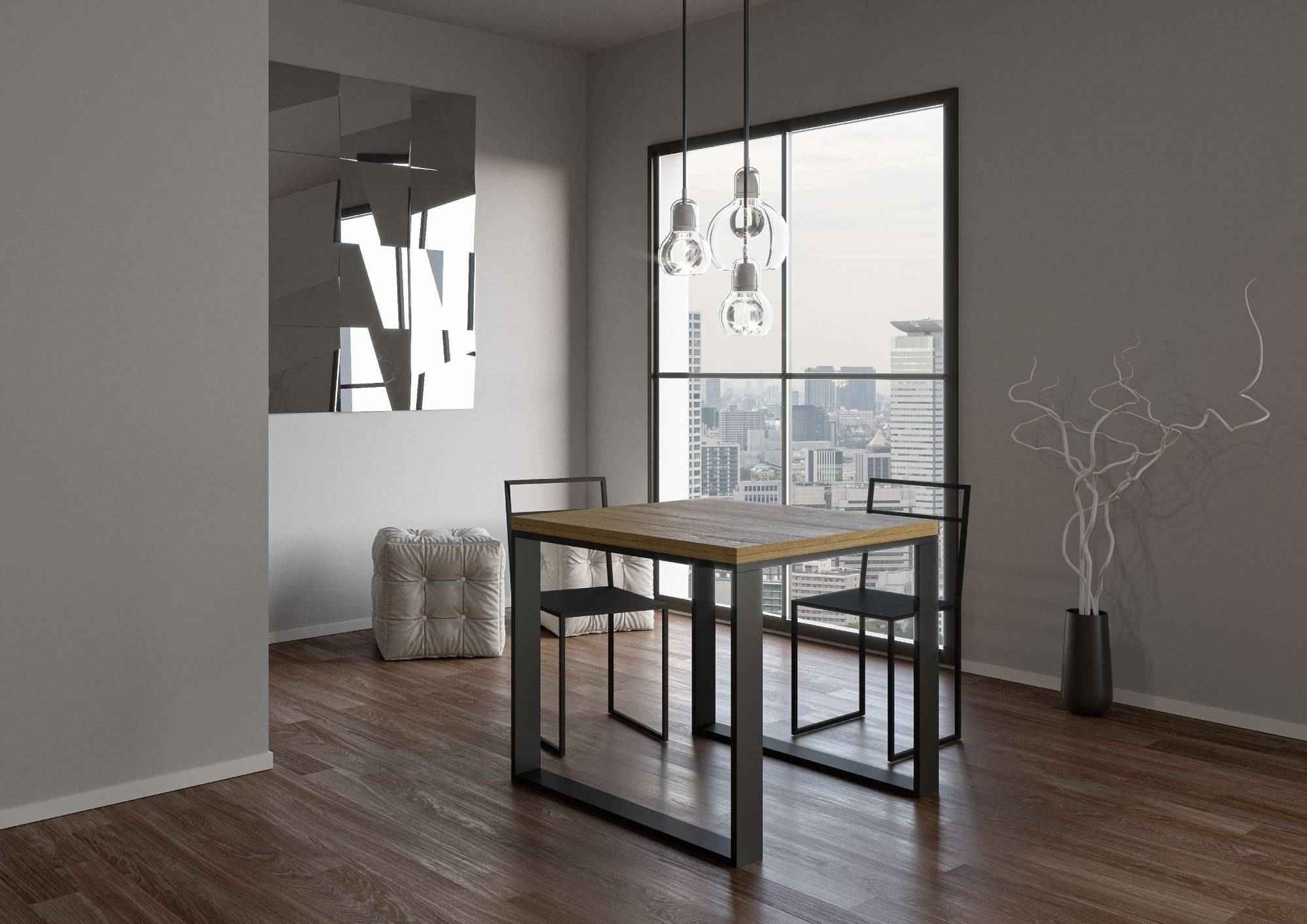 Tavolo apribile Tecno Libra con telaio Antracite, dimensioni 90x90/180 cm e 90x120/240 cm