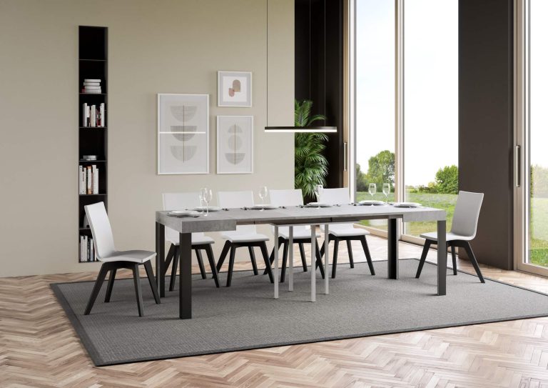 Tavolo allungabile Linea P.90 con telaio in ferro Antracite