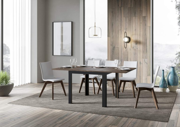 Tavolo Allungabile Linea Libra con Struttura Antracite 90x90/180 cm