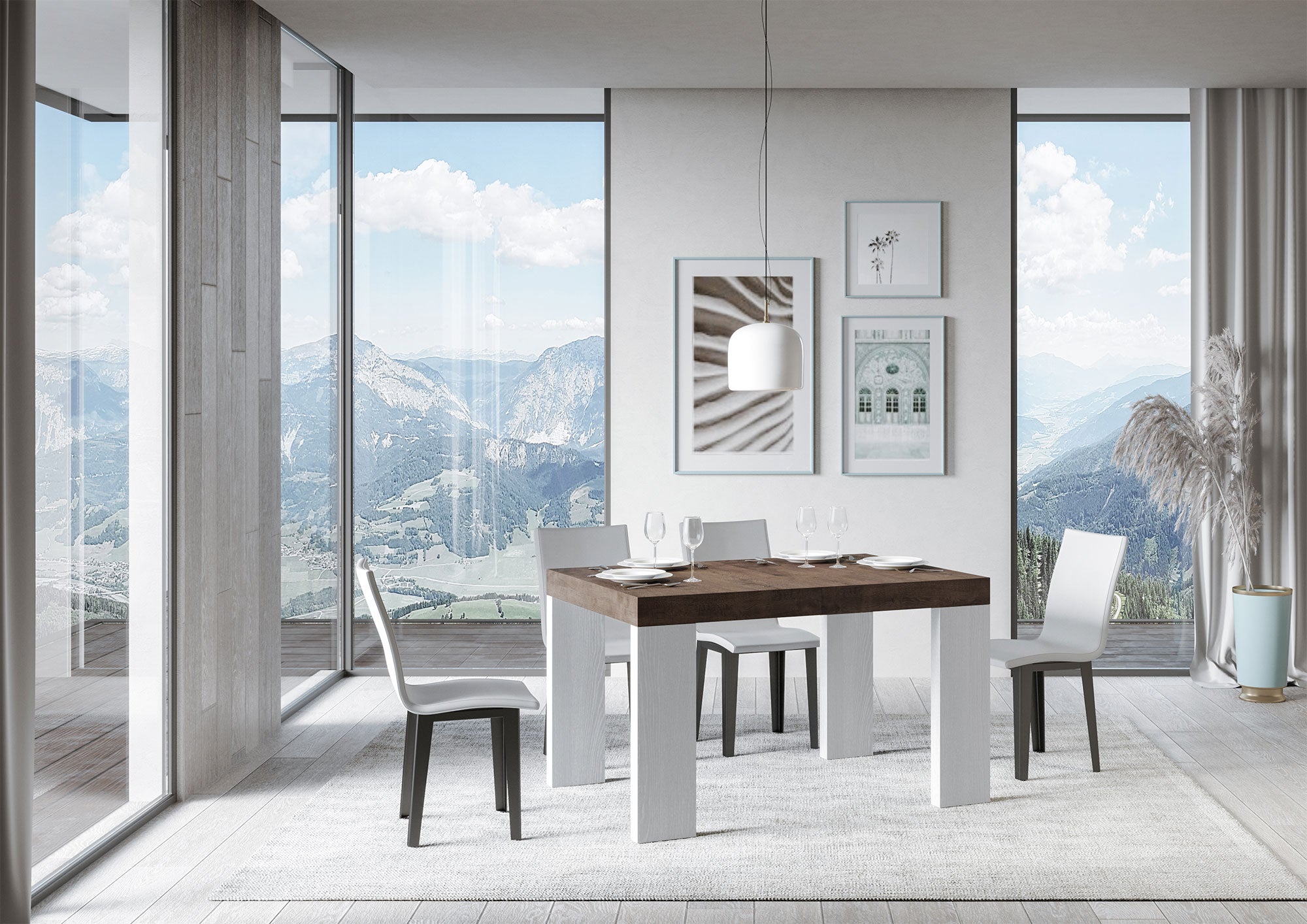 Tavolo allungabile Roxell Mix piano e gambe in diverse finiture