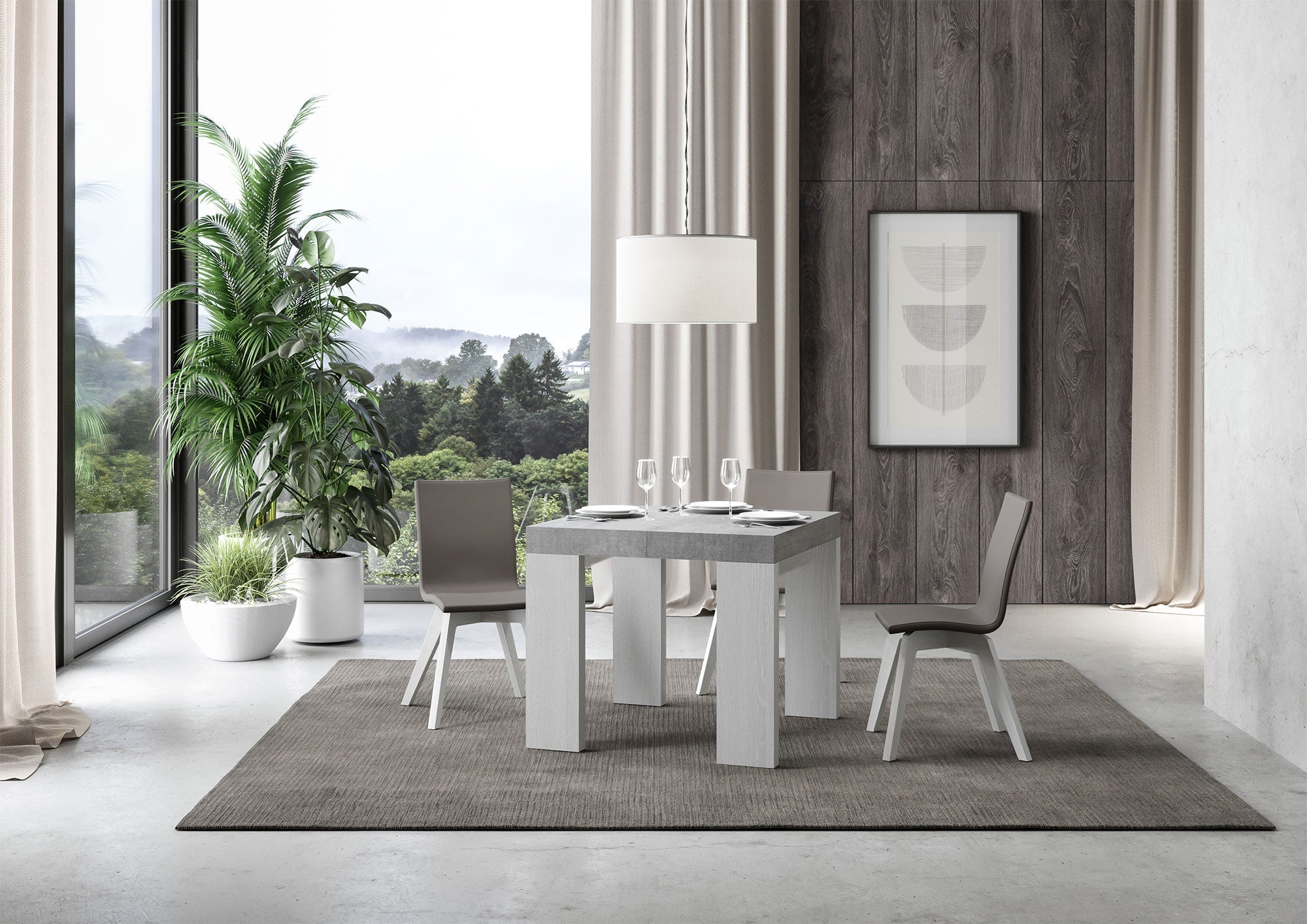 Tavolo allungabile Roxell Mix piano e gambe in diverse finiture
