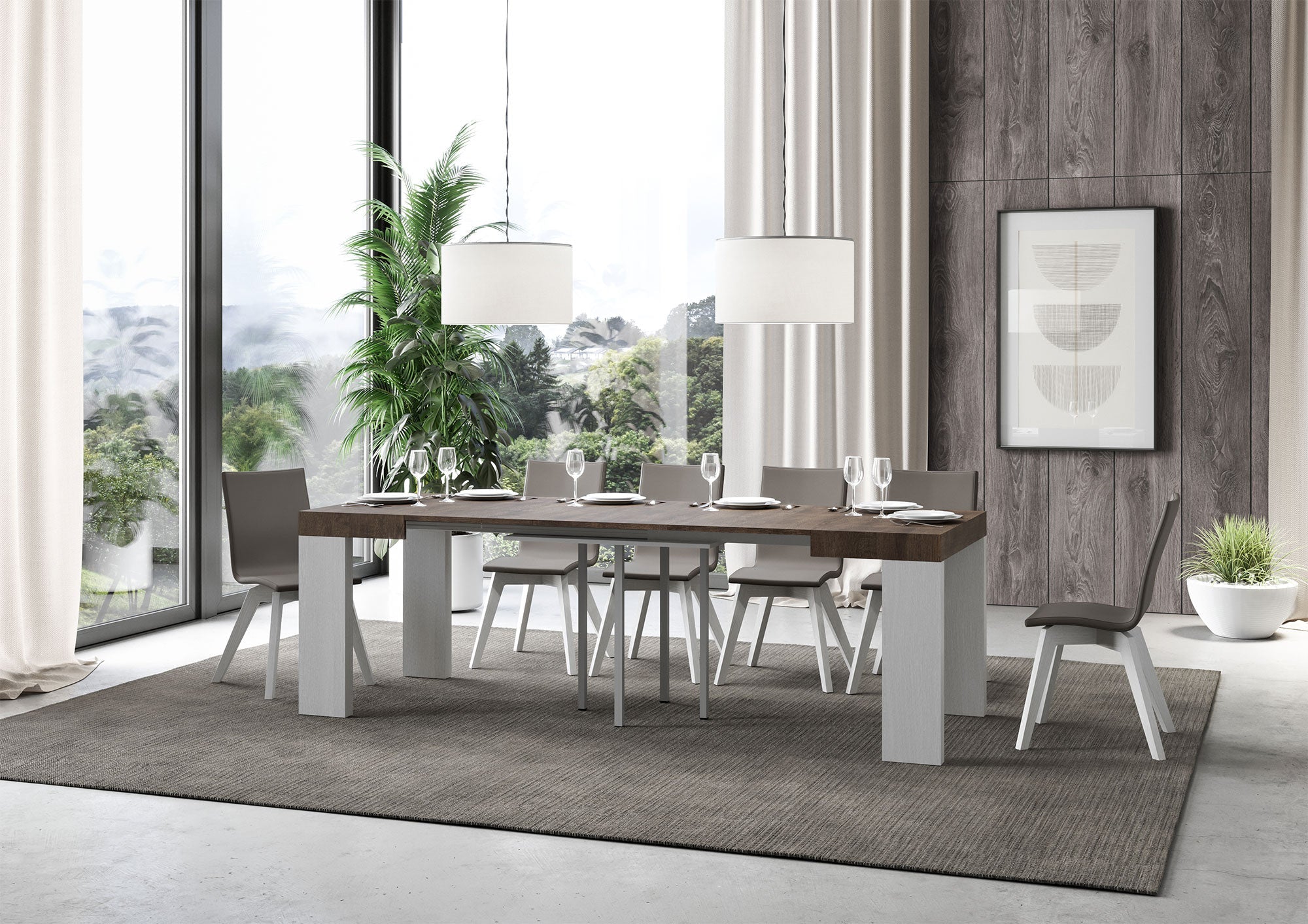 Tavolo allungabile Roxell Mix piano e gambe in diverse finiture