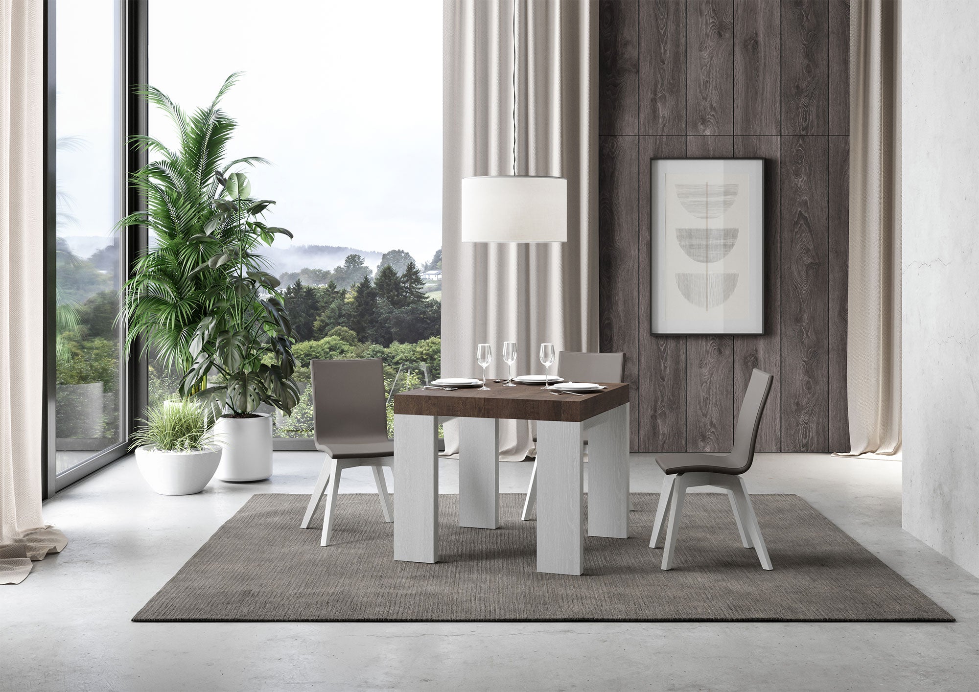 Tavolo allungabile Roxell Mix piano e gambe in diverse finiture