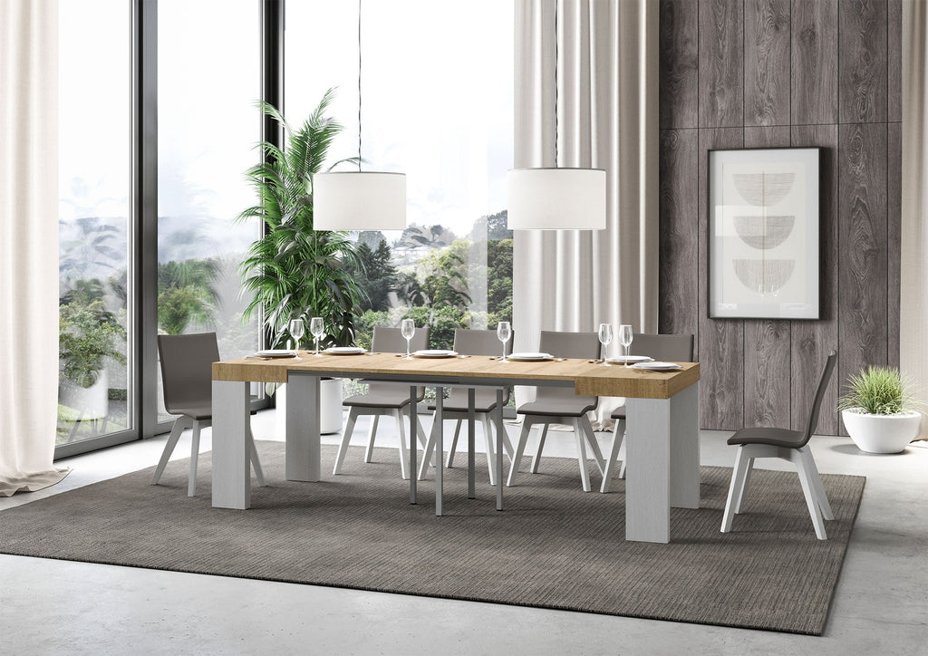 Tavolo allungabile Roxell Mix piano e gambe in diverse finiture