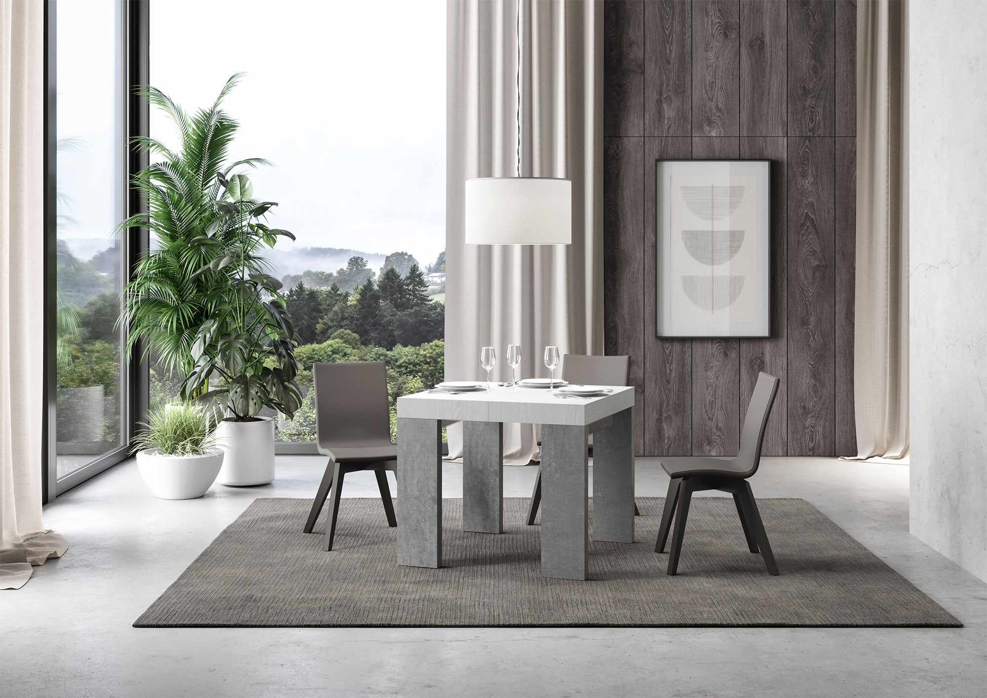 Tavolo allungabile Roxell Mix piano e gambe in diverse finiture