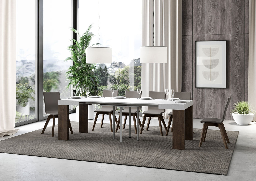 Tavolo allungabile Roxell Mix piano e gambe in diverse finiture