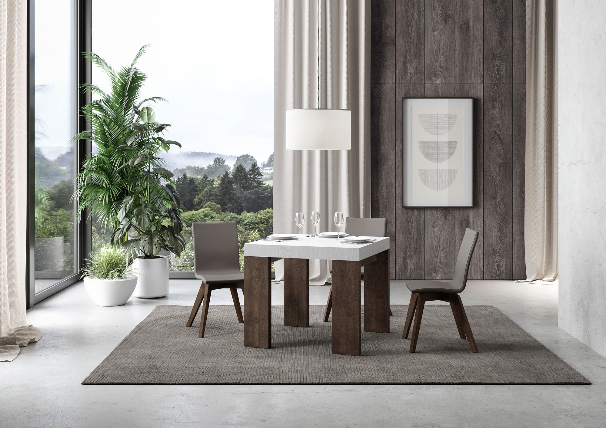 Tavolo allungabile Roxell Mix piano e gambe in diverse finiture