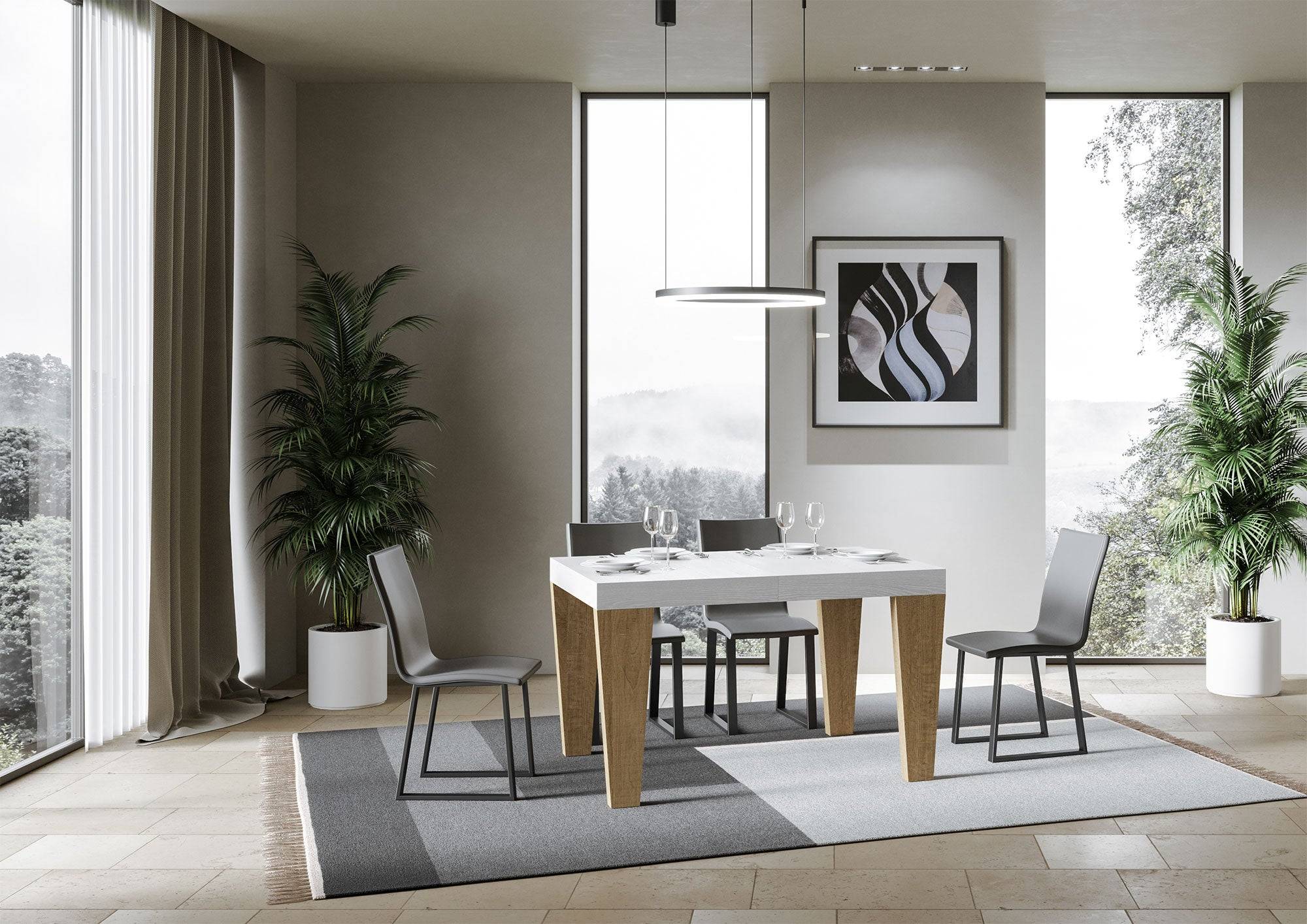 Tavolo allungabile Spimbo Mix piano e gambe in diverse finiture