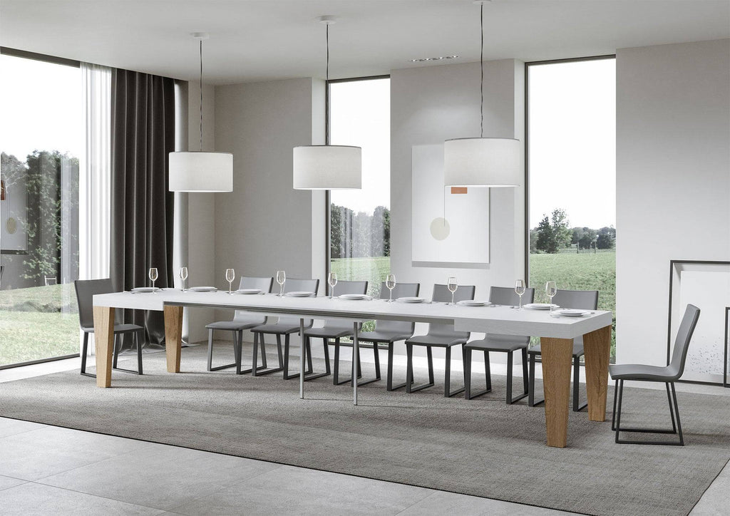 Tavolo allungabile Spimbo Mix piano e gambe in diverse finiture
