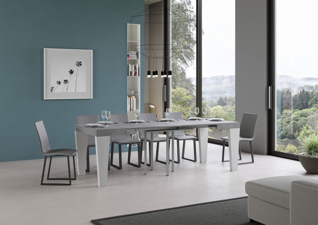 Tavolo allungabile Spimbo Mix piano e gambe in diverse finiture