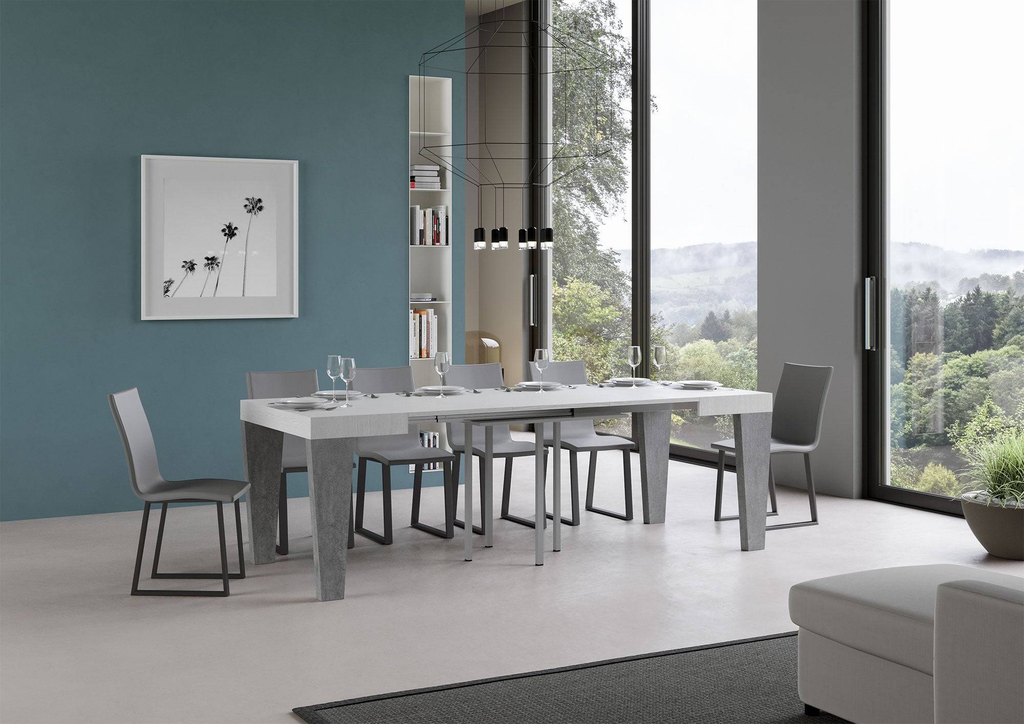 Tavolo allungabile Spimbo Mix piano e gambe in diverse finiture