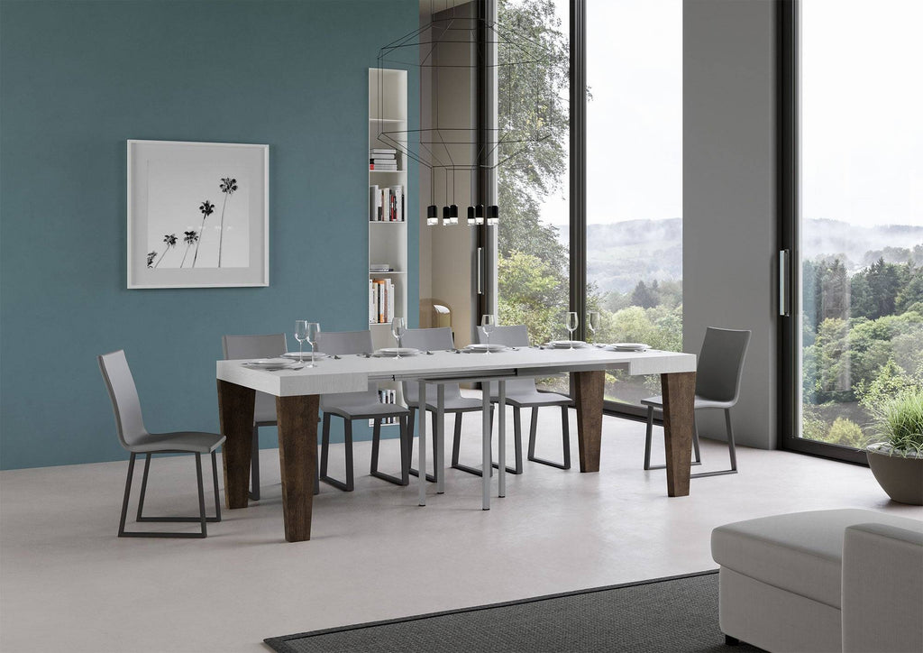 Tavolo allungabile Spimbo Mix piano e gambe in diverse finiture