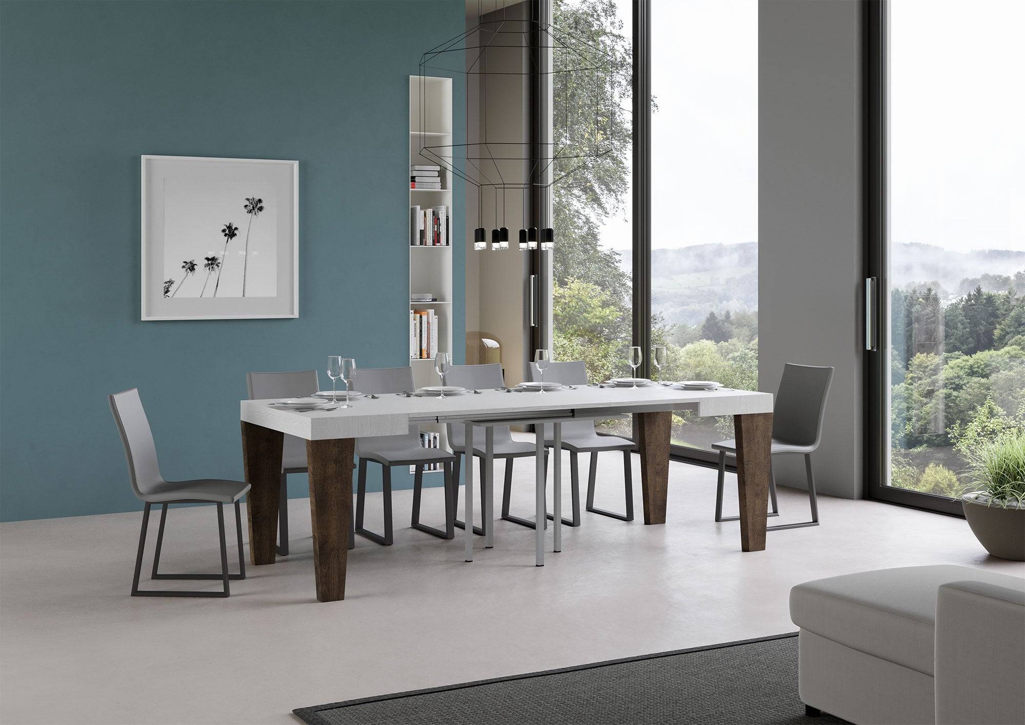 Tavolo allungabile Spimbo Mix piano e gambe in diverse finiture