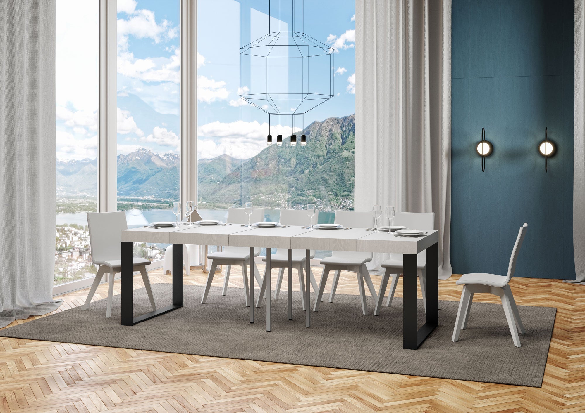 Tavolo allungabile Tecno Premium con telaio e gambe in diverse rifiniture