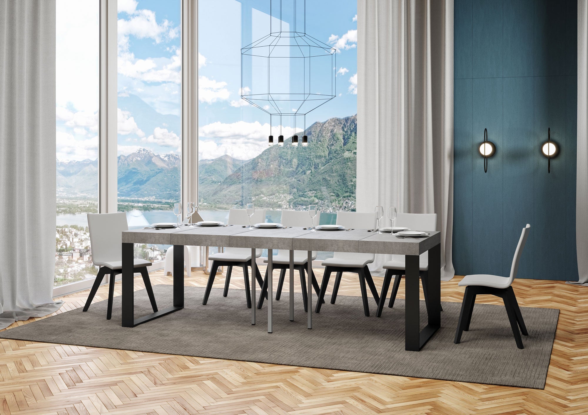 Tavolo allungabile Tecno Premium con telaio e gambe in diverse rifiniture