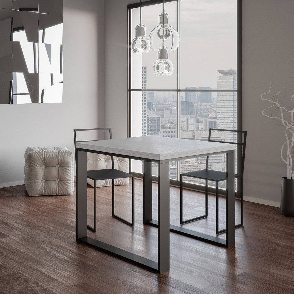 Tavolo apribile Tecno Libra con telaio Antracite, dimensioni 90x90/180 cm e 90x120/240 cm