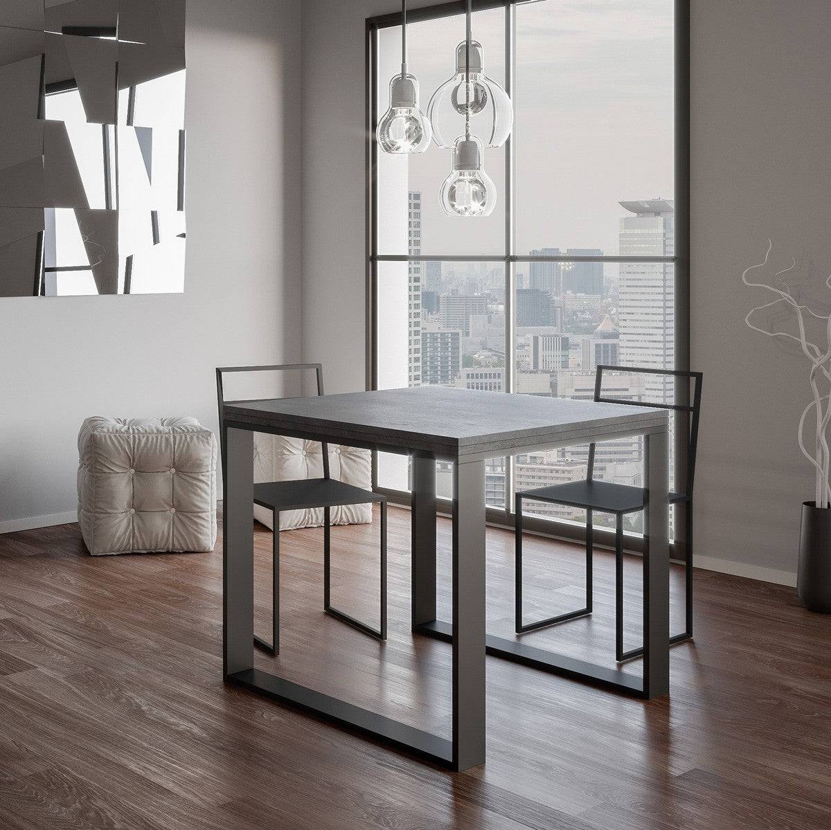 Tavolo apribile Tecno Libra con telaio Antracite, dimensioni 90x90/180 cm e 90x120/240 cm